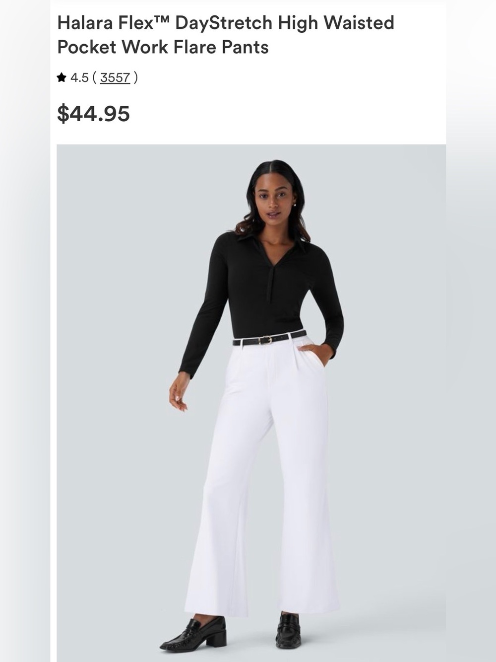 Halara Flex™ DayStretch High-Waisted White Work Flare Pants size Small
